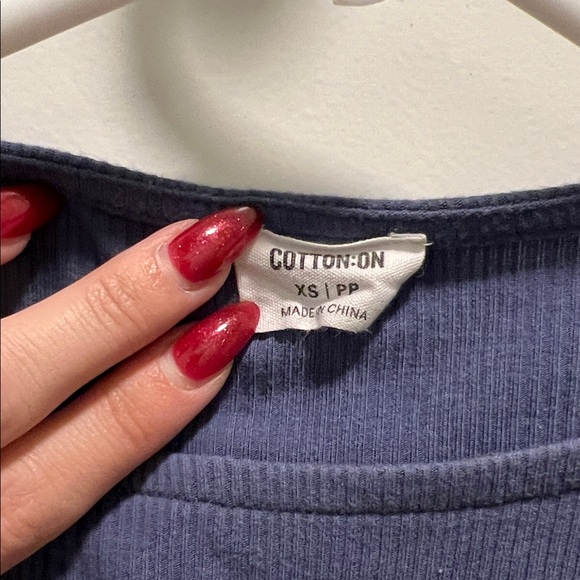 Blue Ribbed Cropped Tee - Picture 4 of 5